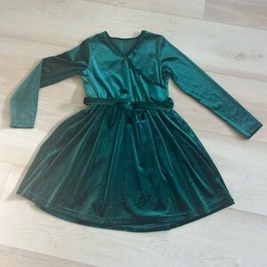 Girls Green Velvet holiday dress